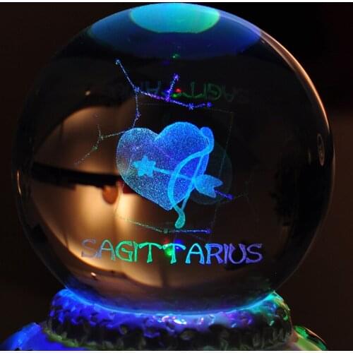 Creative 12 Constellation Luminous Crystal Ball Music Box Rotating Musical Boxes for Boy Girl Friend Birthday Day Gifts