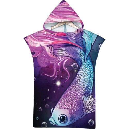 Summer Holiday Swimming Pool Beach Towel Microfiber Changing Robe Cloak Ocean Series Bathrobe Hooded Surf Poncho Towel Wetsuit