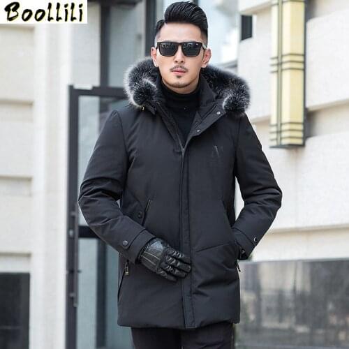 Boollili Duck Down Coat Winter Coat Men Fox Fur Collar Puffer Jacket Men Korean Warm Parka Doudoune Homme