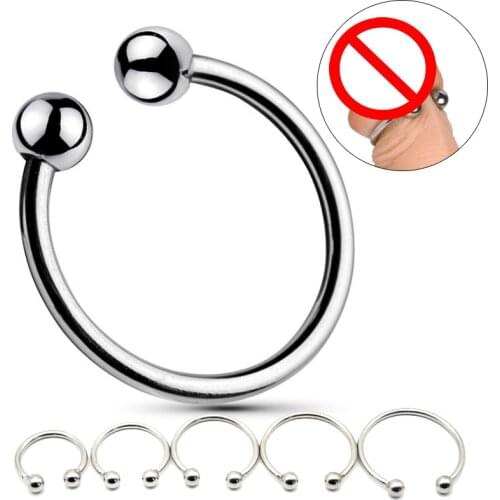 Men BDSM Dual Ball Stainless Steel Cock Head Glans Penis Ring Sex Increase Orgasm SEX TOYS