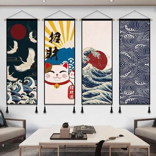 Japanese Ukiyoe Wall Art Hanging Scroll Canvas Painting Poster Pictures Living Room Bedroom Decor Aesthetic Decoration Tapestry