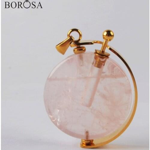 BOROSA Round Perfume Bottle Pendant Necklace Diffuser White Quartz Essential Oils Bottle Pendants Jewelry Christmas Gifts WX1304