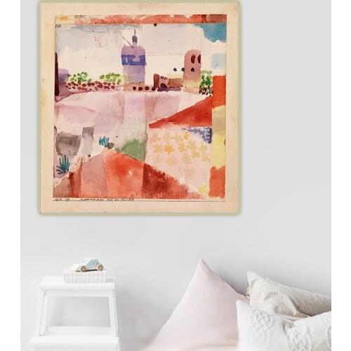 Paul Klee《Hammamet with Its Mosque》Canvas Oil Painting Aesthetic Artwork Picture Wall Hanging Decor Home Living Room Decoration