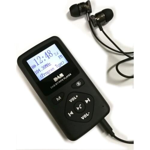 Personal pocket DAB/DAB+ digital radio with bluetooth player and TF card mp3 player, LCD display ,rechargeable battery inside