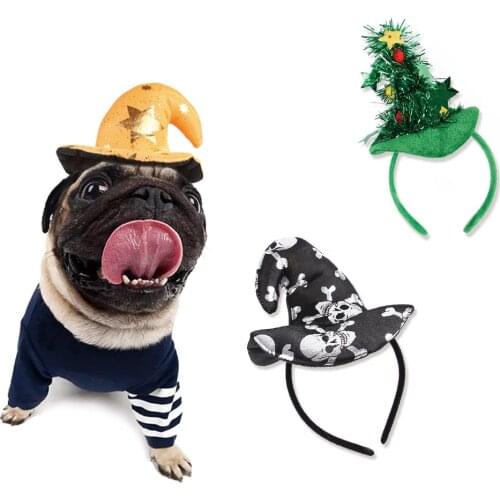 Pet Halloween Decoration Costume For Small Dog Cat Headband Cosplay Clothing Pet Pet Cap Hat Fancy Party Dress