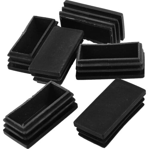 25mmx50mm Plastic Blanking End Cap Rectangle Tubing Tube Inserts 6 Pcs Black