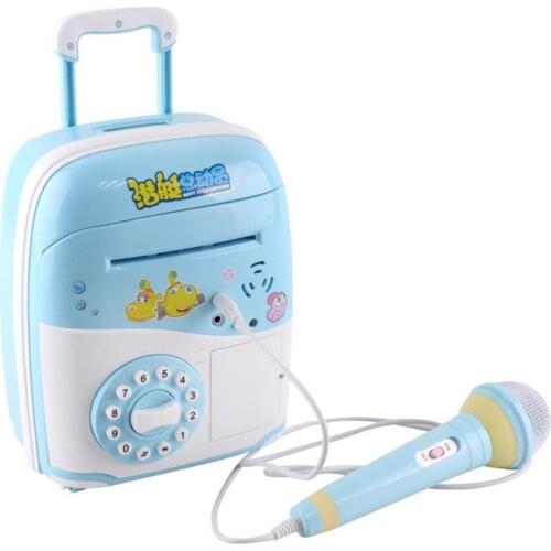 Portable Karaoke Player Suitcase Piggy Bank Trolley Case Microphone Kids Toy