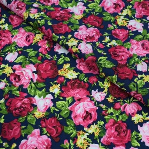 Purplish blue floral reactive dyeing pure cotton fabric for summer dress coat tissus au metre tecido tissu telas tela cloth DIY