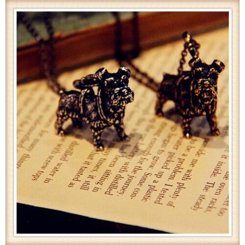 Retro Schnauzer Dog necklace punk animal pet Pendant jewelry Antique Silver/bronze/gun black plate