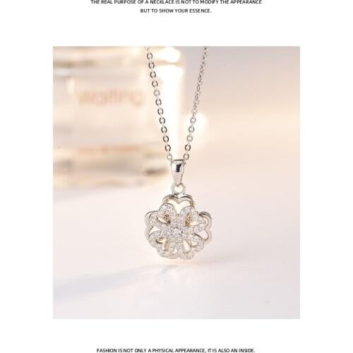 Sterling Silver Necklace, womens chain, four-leaf clover pendant