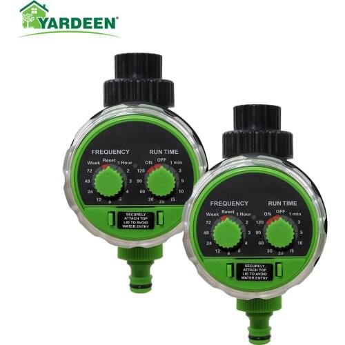2pcs Yardeen Smart Ball Valve Watering Timer Automatic Electronic Home Garden System for Irrigation Two Dial Color Green