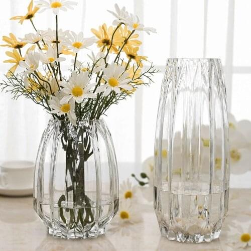 Simple geometric vertical prismatic glass vase transparent dining table crafts vases modern vase home living room decoration