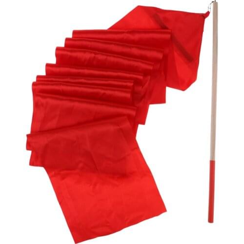 Dance Ribbon Ballet Twirling Streamer Art Rhythmic Gymnastics Ribbon Hot Red-Durable and Safe to Use With Non-slip Wood Rod