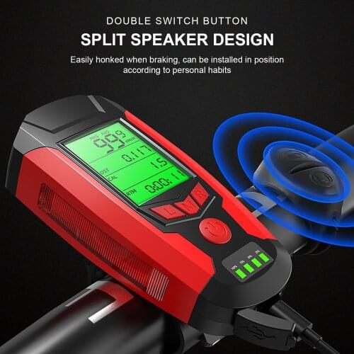 Bicycle Light with Bike Computer Speedometer USB Bike Lamp COB LED Front Headlight Digital Cycling Odometer Bike Accessories