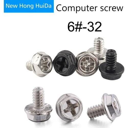 6#-32x6 Black Steel Phillips Machine Screw Thead Thumb Computer PC Case Cooling Fan Toolless Adjustment Screw Bolt