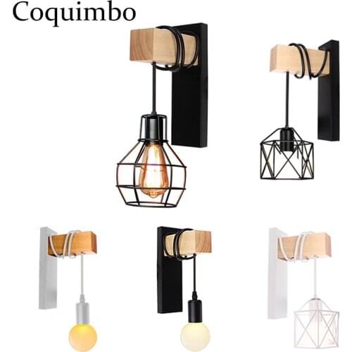 Iron Wood Wall Light Fixture E27 Nordic Wood Wall Lamp Lampara Pared Stairs Led Light Lamps For Home Kitchen Lampara De Pared