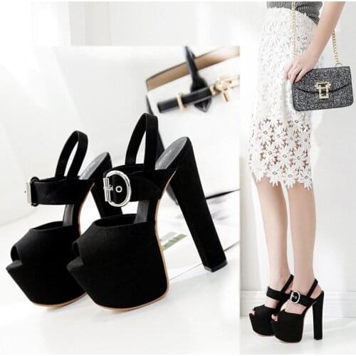 2019 summer new 17 cm thick with sandals fashion platform sandals model catwalk super high heel women high heels