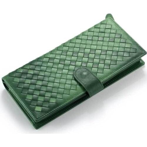 Ladies wallet, sheepskin hand-woven clutch, leather long wallet, Korean fashion card holder