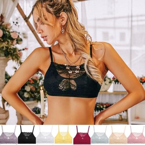 FINETOO Women Lace Sexy Bra Tops Hollow Out Bras Tank Top Fitness Crop Tops Lingerie Push Up Sexy Underwear For Woman Bralette
