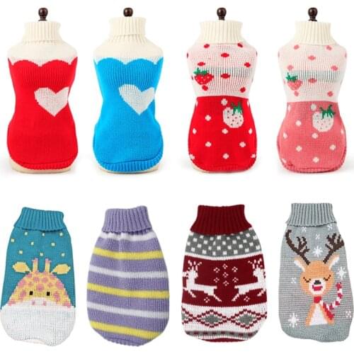 Cute Crochet Dog Cat Sweater Winter Doggy Kitten Pullover Teacup Puppy Knitted Shirt Dackel Sphinx Clothes for Small Medium Dogs