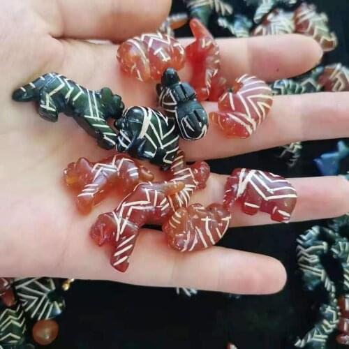 1pcs/lots High-quality West Asian Inlaid Old Bead Small Animal Tiger Elephant Flower Line Flower dzi bedels collares jewelry diy