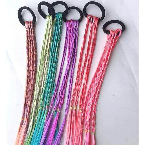 1pcs New Simple Kid Elastic Hair Band Rubber Hair Accessories Kids Wig Headband Girls Twist Braid Rope Headdress Child Gift