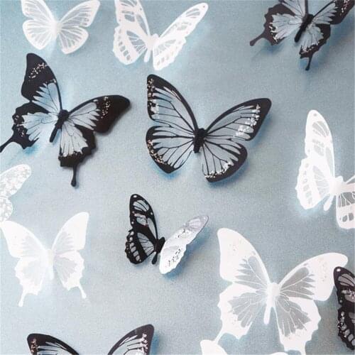 18Pcs 3D Crystal Butterflies Wallpapers DIY Home Decor For Kids Room Christmas Party Decoration Kitchen Refrigerator Decal