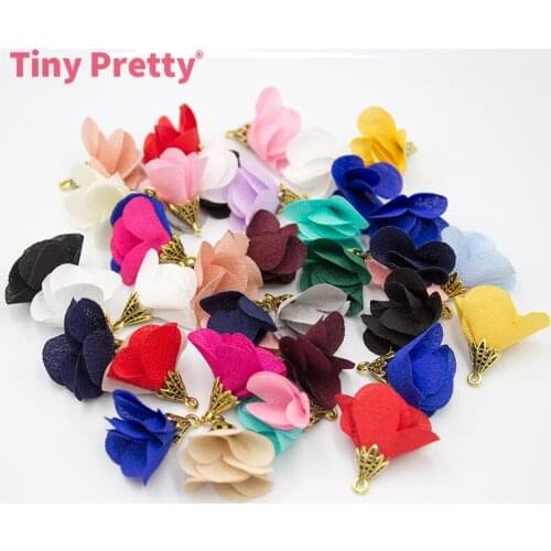 24PCS Antique Bronze Blossom Tassels Satin Flower Petal Earring Tassel Findings for DIY Jewelry Making