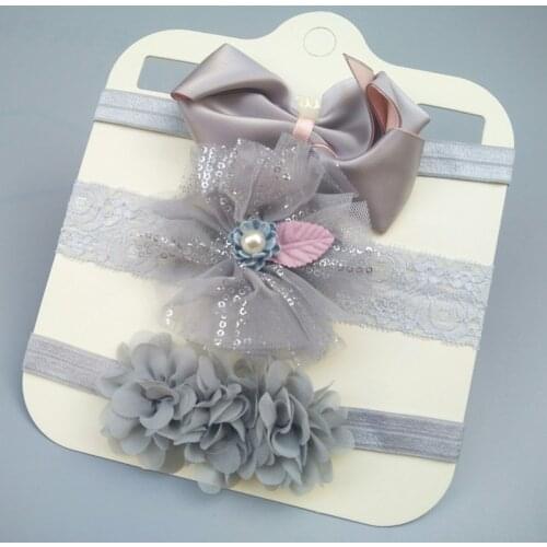 3Pcs Baby Girls Elastic Flower Headband Children Skinny Stretchy Hair Accessories Bowknot Headbands Elastic Bows Hair Band