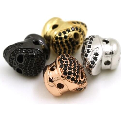 3PCS/lot Micro Pave Bead / CZ Bead / Clear Cubic Zirconia skull beads , Men Bracelet Charms, Pave Beads, HC-D0010
