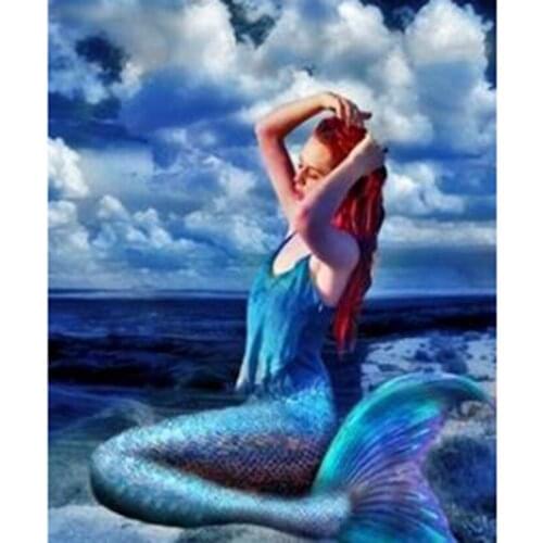 5D DIY Diamond Painting Square Round Diamond Character Painting Beautiful Mermaid Picture Cross Stitch Home Decoration WG2821