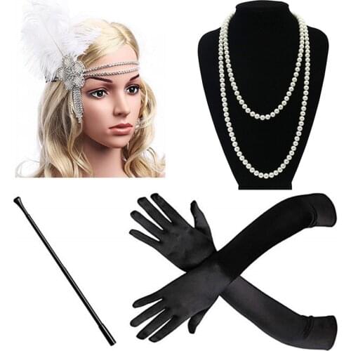 White Inspired 1920s Flapper Headband Accessories Gatsby Style 20s Headpiece