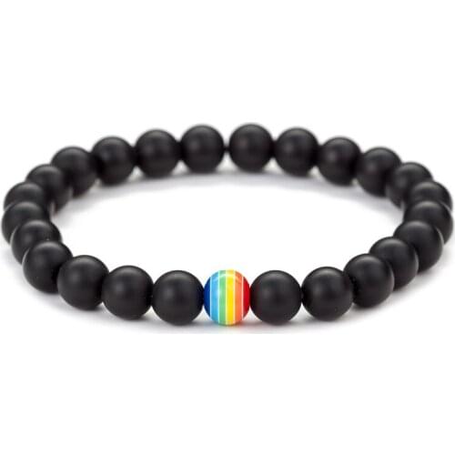 Rainbow Bead Bracelet Colorful Chakra Energy Couple Bracelet Gay Pride Bracelet Handmade Jewelry Accessories