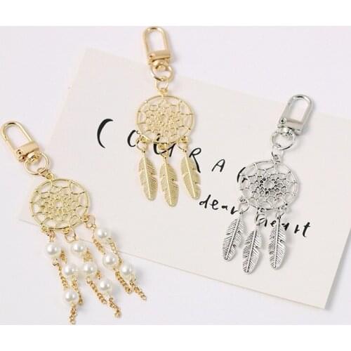 National Style Weaving Restoring Ancient Ways Keychain Feather Leaf Door Key Chain Airpods Pendant Car Keyring