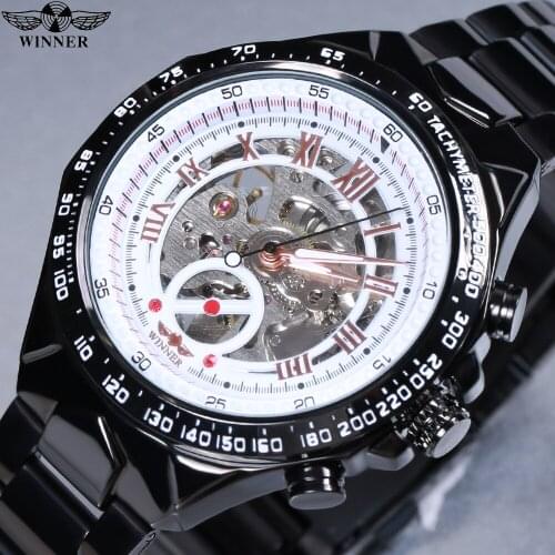 Winner Mechanical Sport Design Bezel Gold Mens Watches Top Brand Luxury Clock Skeleton Fashion Automatic Watch Men Montre Homme