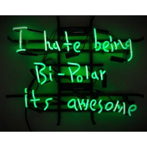 Decorative Light I Hate Being Bi Polar Awesome Neon Bulbs Light Club Display Wall Signs Enseigne Lamp In The Room Glass Handmade