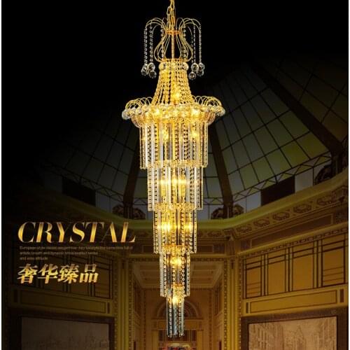 Duplex diningroom Crystal Chandelier villa staircase large crystal chandelier hotel hall luxurious led crystal chandelier light