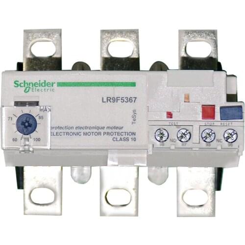 Electronic thermal overload relay, setting current 60-100A 17-32 V LR9F5367 motor protection 50/60 Hz one open one closed