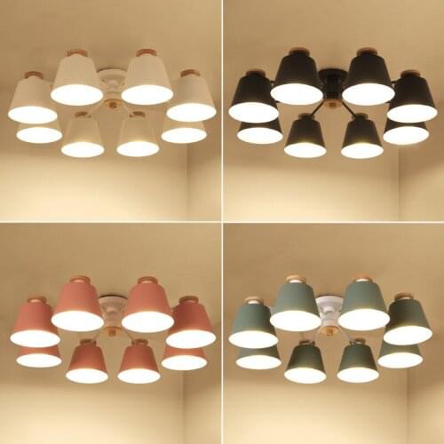 Living Room Chandeliers suction top Lighting grey green blue yellow pink body Wooden Hanging Light Lampshade Kitchen Lights