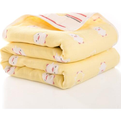 110*110 Cotton Six-Layer Baby Quilt Soft kids Blanket Cover cartoon blanket Bath Towel For Children Blankets(size 110*110)