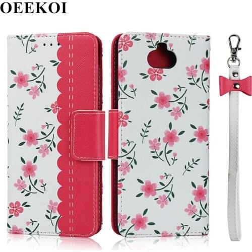 OEEKOI Lanyard Flower Print Wallet Leather Flip Case for Sony Xperia 20 XZ5 XZS XZ4 XZ Premium XA3 XZ4 Compact