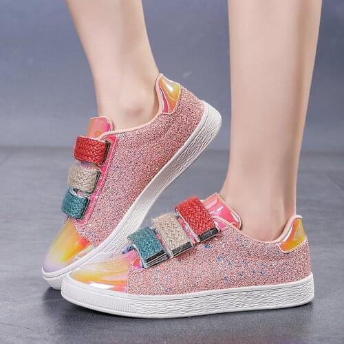 Summer Shiny Mirror Shoes Women Breathable Outdoor Casual Women Shoes Low Trainers Casual Sneakers Fashion Joker Shoes Zapatos