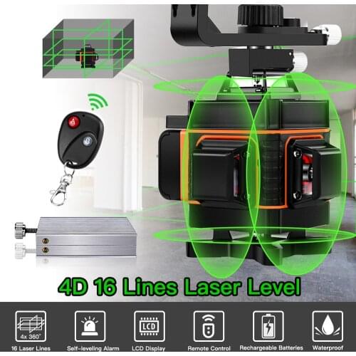 Laser Level 16 lines green line 4D Self-Leveling 360 Horizontal And Vertical Super Powerful Laser level green Beam laser level