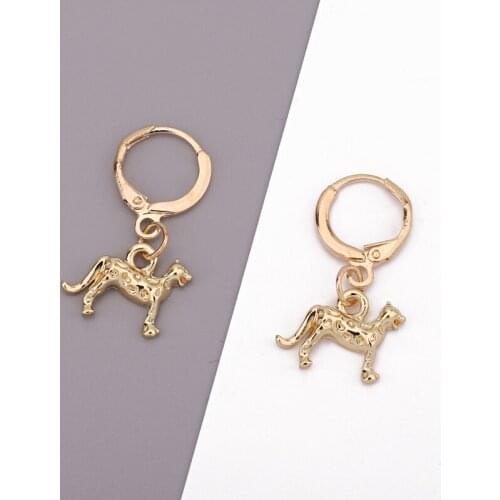Dayoff Punk Cute Leopard Hoop Earrings for Women Men Gift European Animals Small Long Circle Round Earring Jewelry E237