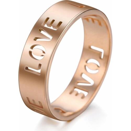 Fashion Stainless Steel Ring Silver Color Romatic Design LOVE Wedding Couple Valentines Day Anniversary Gift