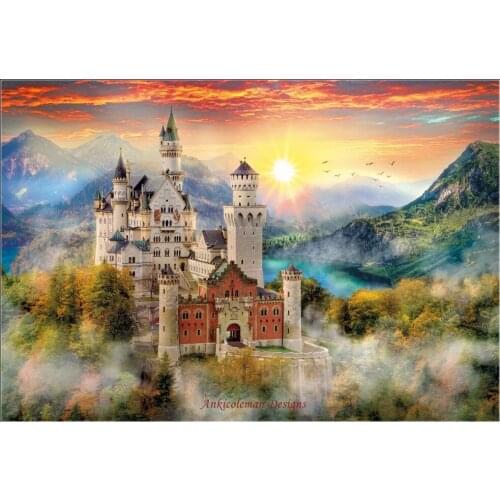 Needlework for embroidery DIY French DMC High Quality - Counted Cross Stitch Kits 14 ct Oil painting - Neuschwanstein Cast 4