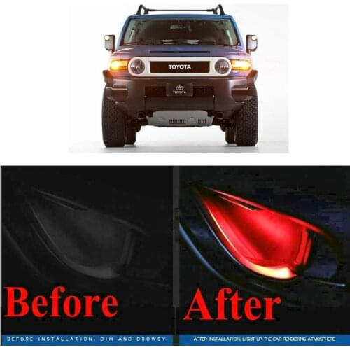 4pc CF style stickers on cars interior inside door handle atmosphere lamp for toyota FJ CRUISER LAND CRUISER Previa Prius Verso