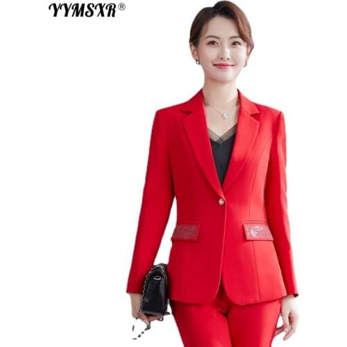 2021 New Autumn and Winter Womens Professional Suits Formal Trousers 2-piece Suit Interview Sales Work Clothes High Quality
