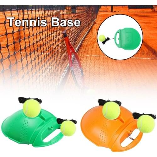 Single Tennis Rebound Trainer Portable Self-Tapping Practice Serve Double Ball Tennis Trainer Base + Rubber Band Ball Set