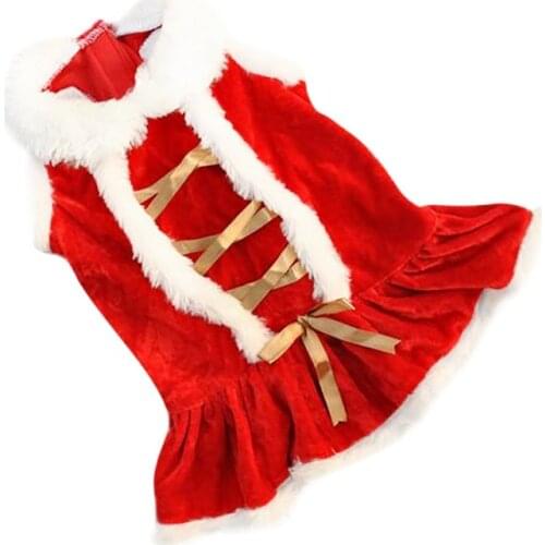 Pet Dog Dress Christmas Pet Puppy Cat Princess Skirt For Small Medium Dogs Winter Warm Pet Festival Dress Costume Pet Apparel